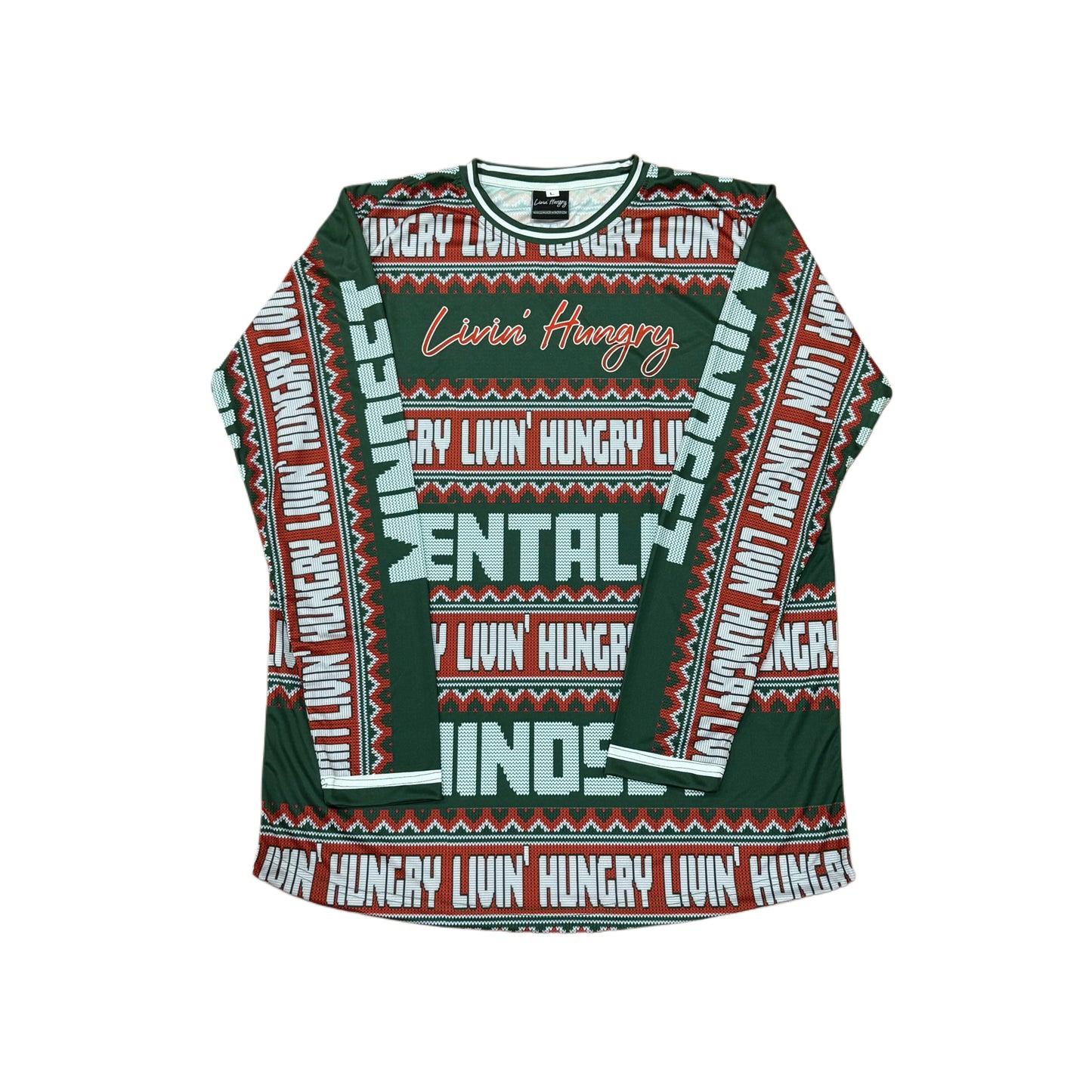LIVIN’ HUNGRY LONG SLEEVE JERSEY - UGLY CHRISTMAS SWEATER