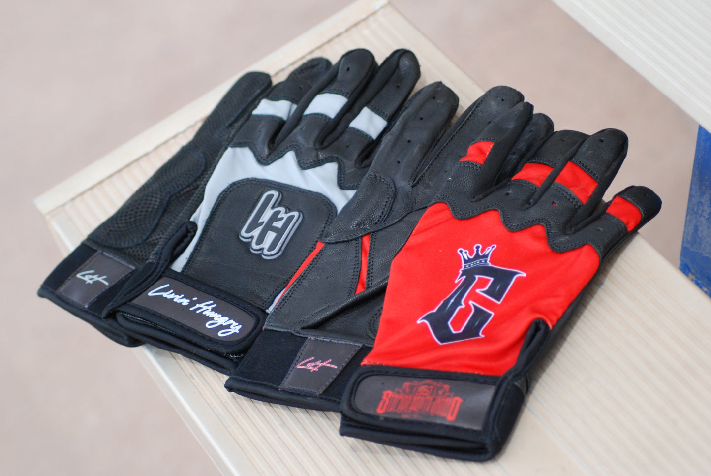 LIVIN’ HUNGRY PREMIUM PRO LEATHER BATTING GLOVES - SMOKE GRAY