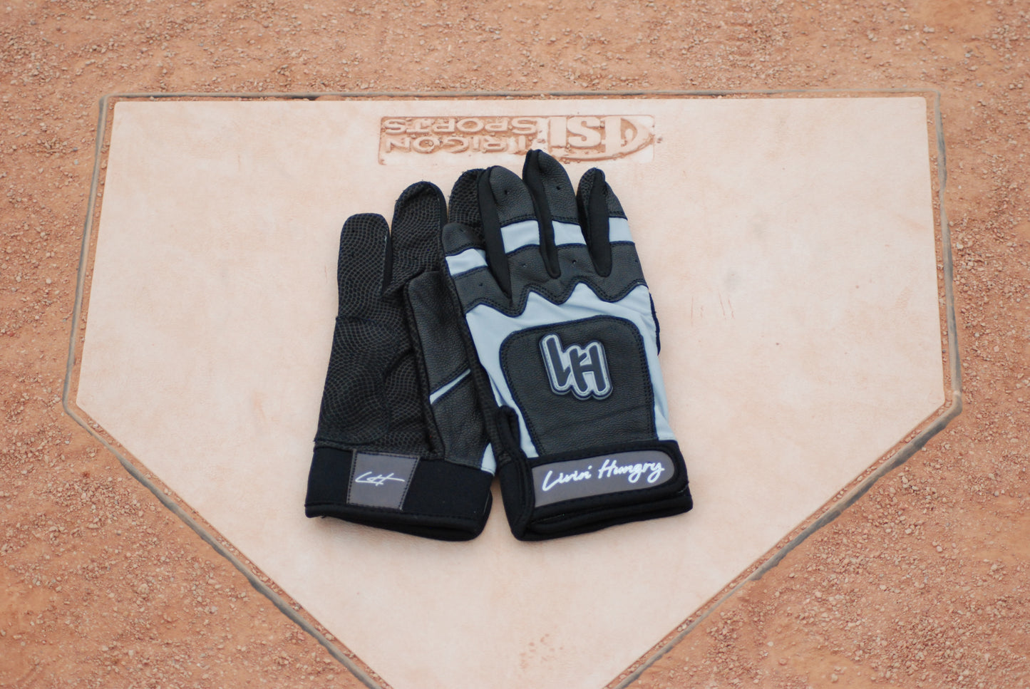 LIVIN’ HUNGRY PREMIUM PRO LEATHER BATTING GLOVES - SMOKE GRAY