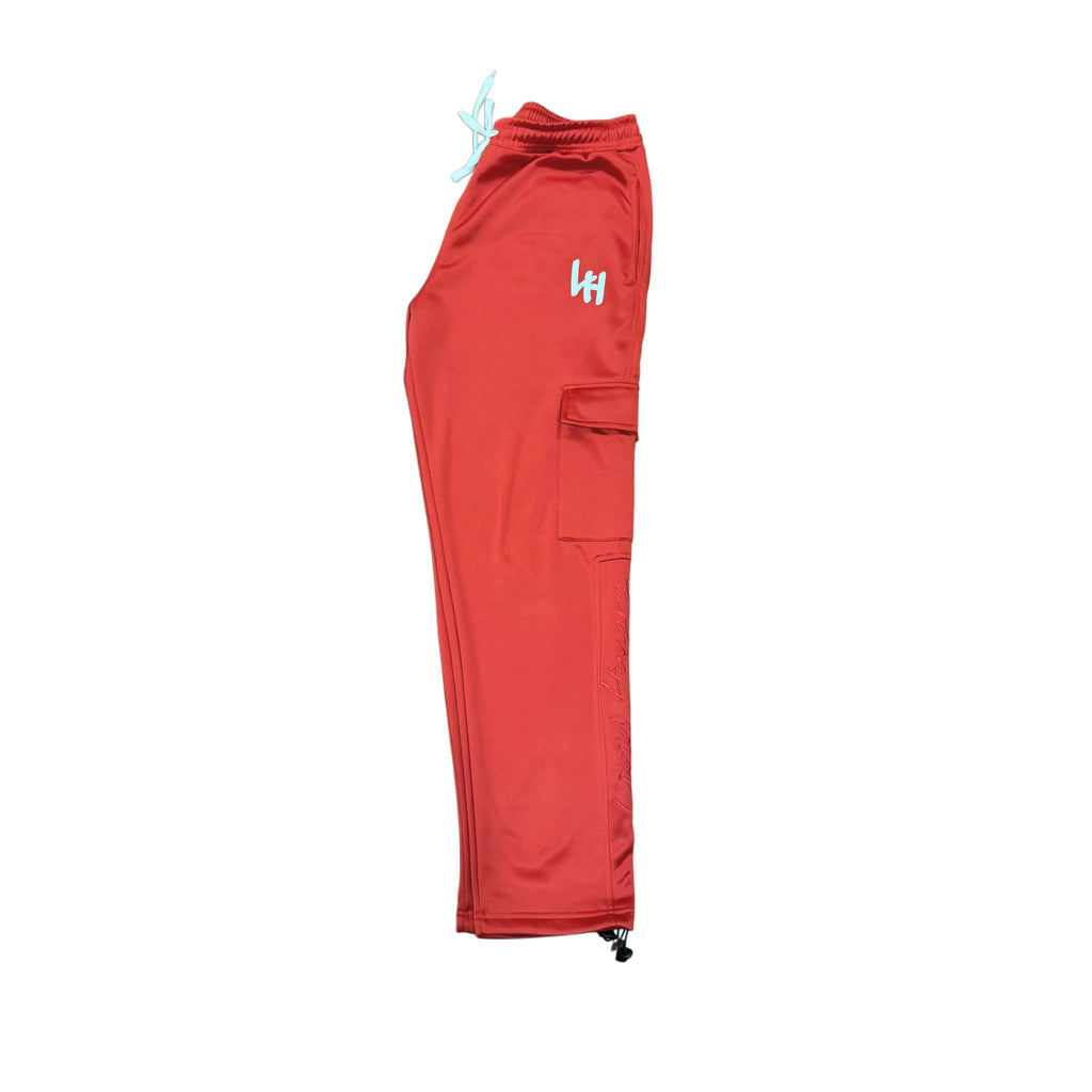LIVIN’ HUNGRY RED FLEECE CARGO SWEATPANTS