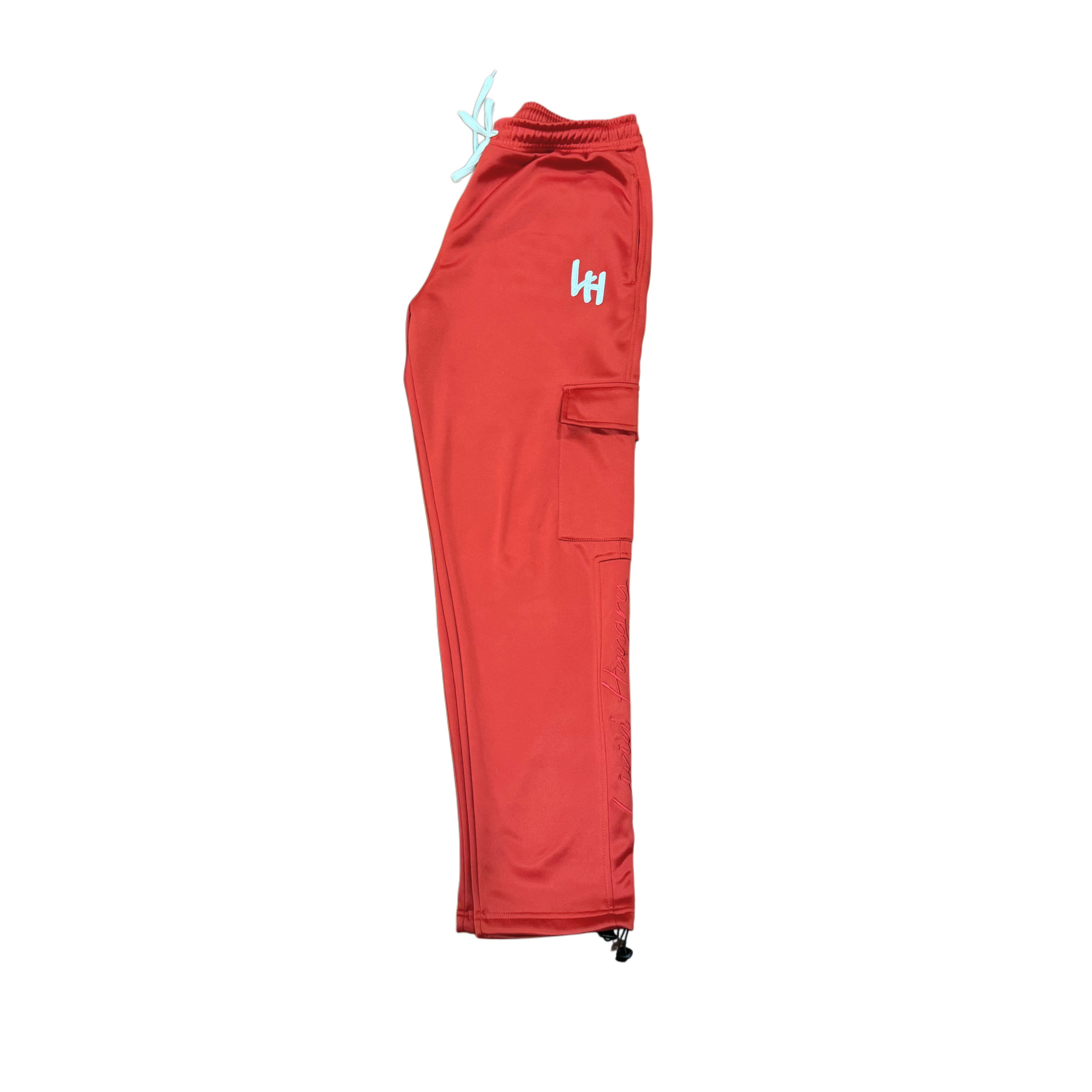 LIVIN’ HUNGRY RED FLEECE CARGO SWEATPANTS