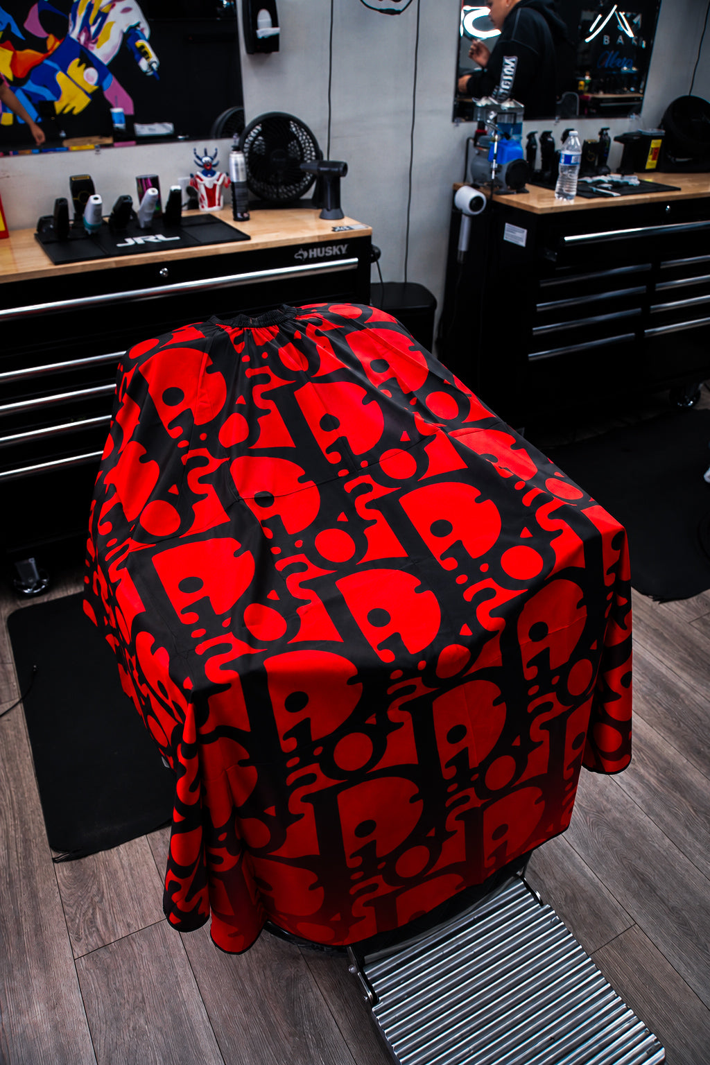 LIVIN’ HUNGRY “ORANGE MONOGRAM” BARBER CAPE
