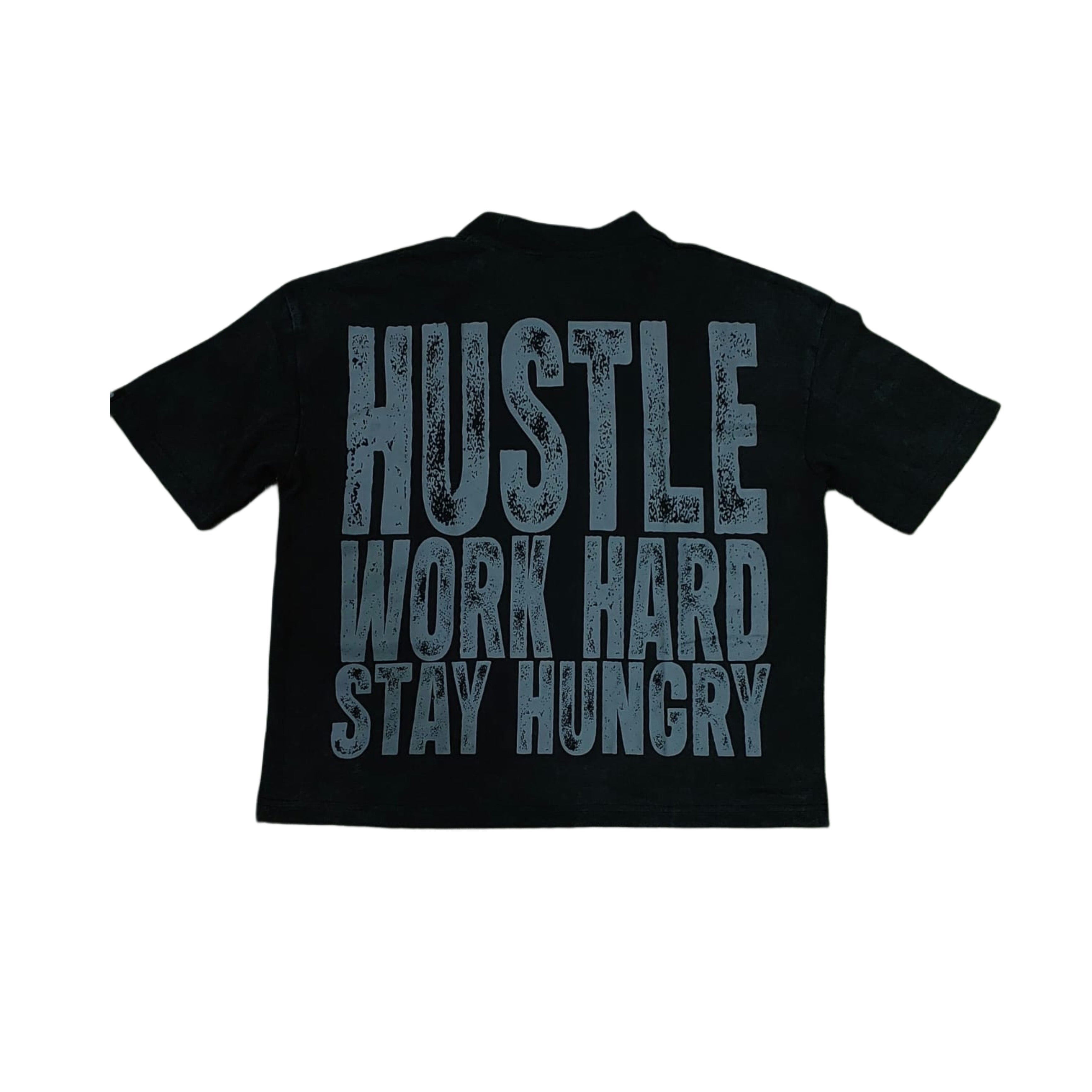 LIVIN’ HUNGRY BLACK CROPPED OVERSIZE TEE