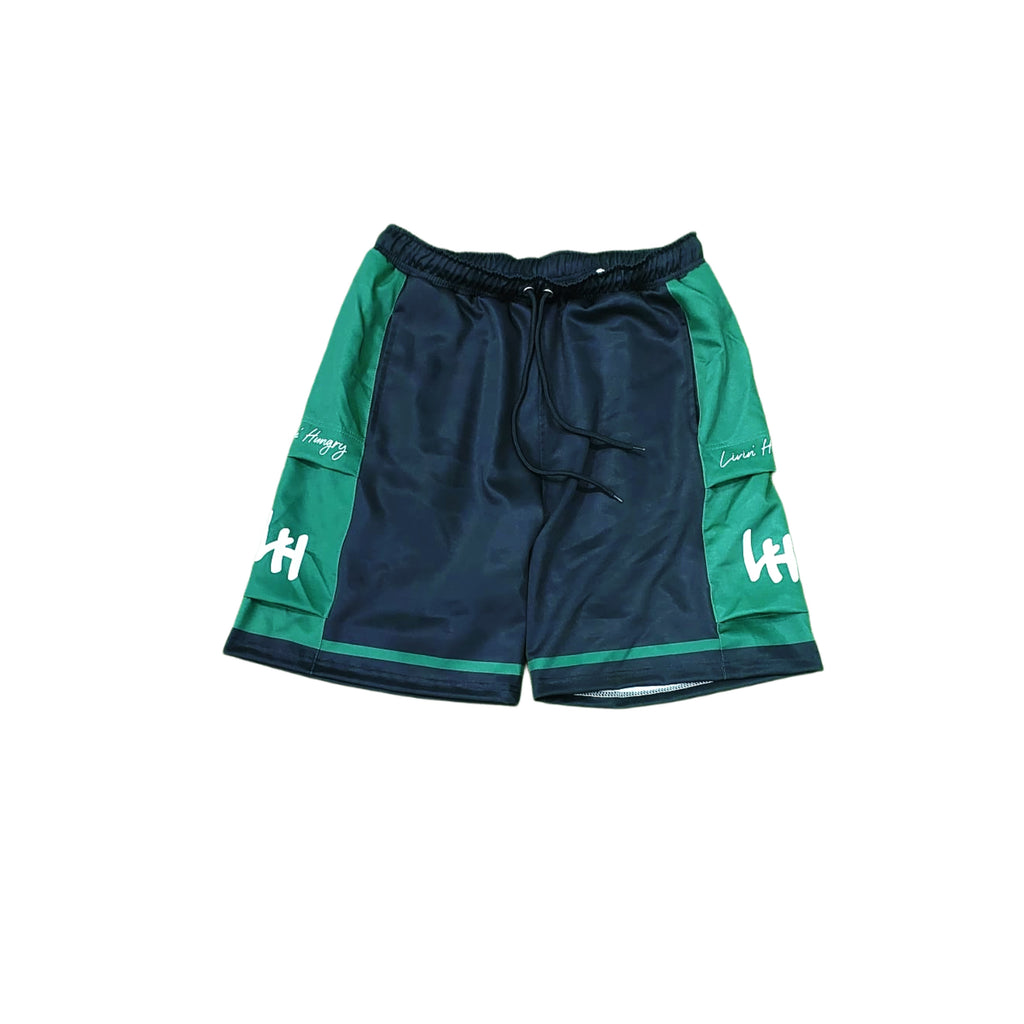 LIVIN’ HUNGRY GREEN ATHLETIC SHORTS
