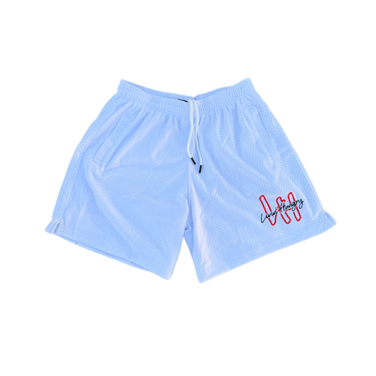 LH MESH SHORTS- WHITE/RED