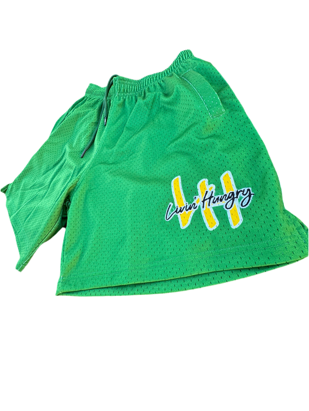 LIVIN’ HUNGRY GREEN MESH SHORTS