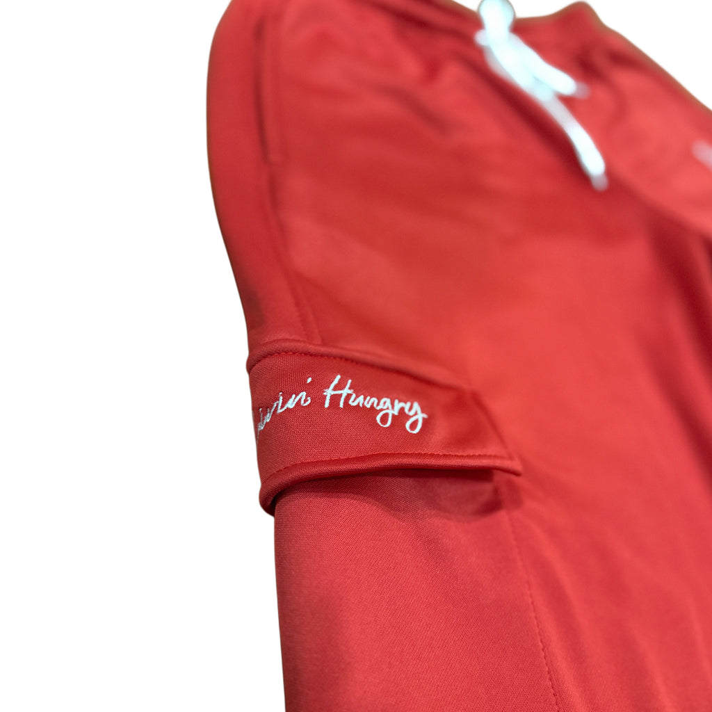 LIVIN’ HUNGRY RED FLEECE CARGO SWEATPANTS