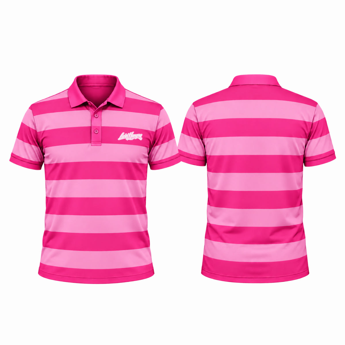 LIVIN’ HUNGRY PINK PANTHER STRIPE POLO