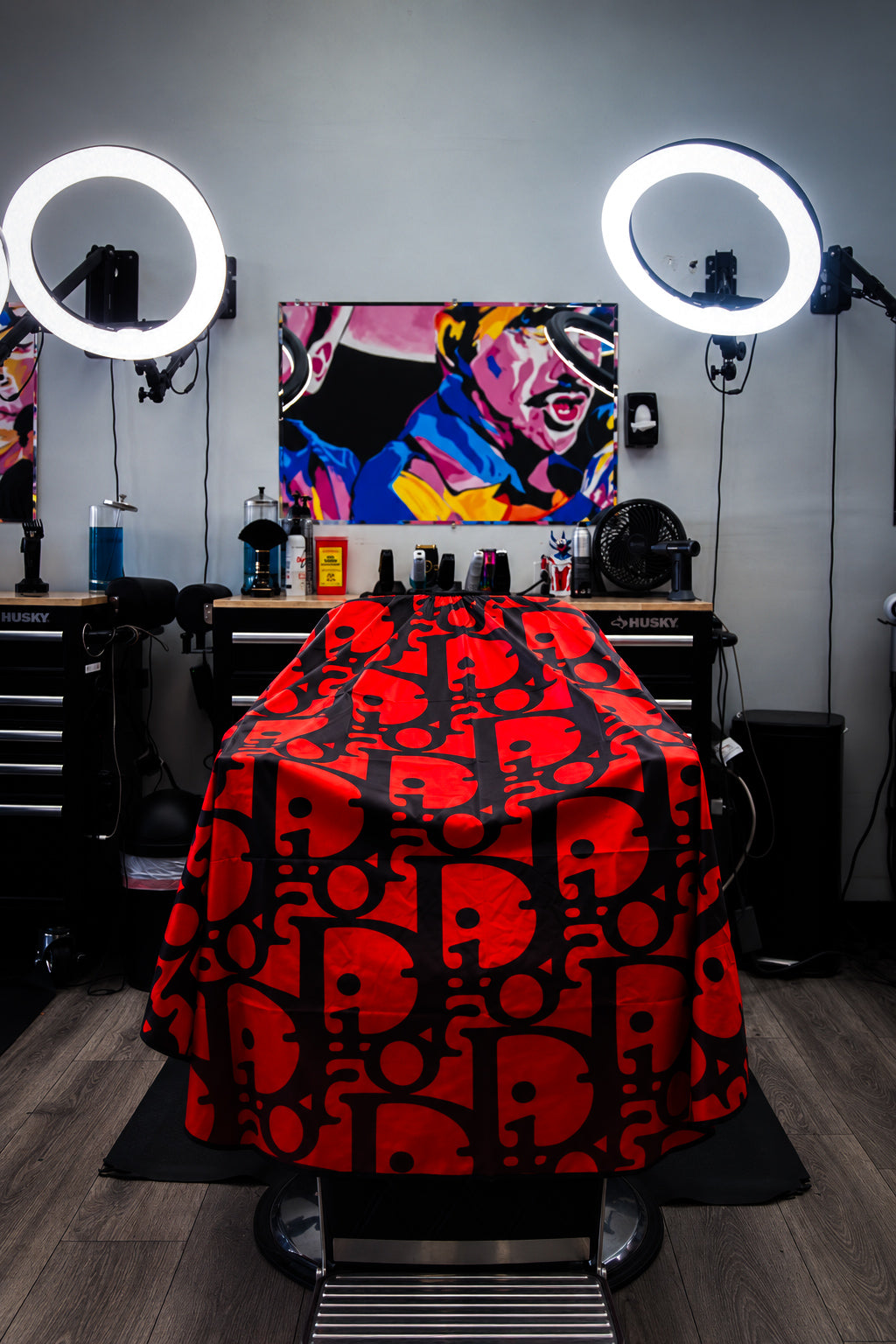 LIVIN’ HUNGRY “ORANGE MONOGRAM” BARBER CAPE