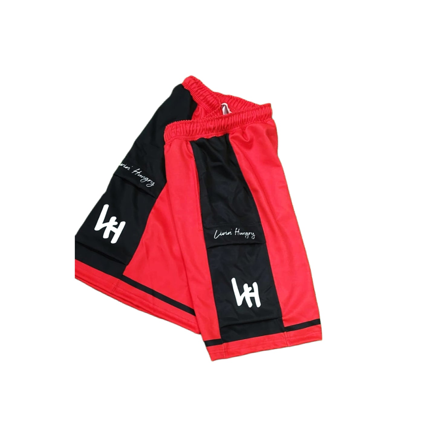 LIVIN’ HUNGRY ATHLETIC SHORTS - BLACK/RED