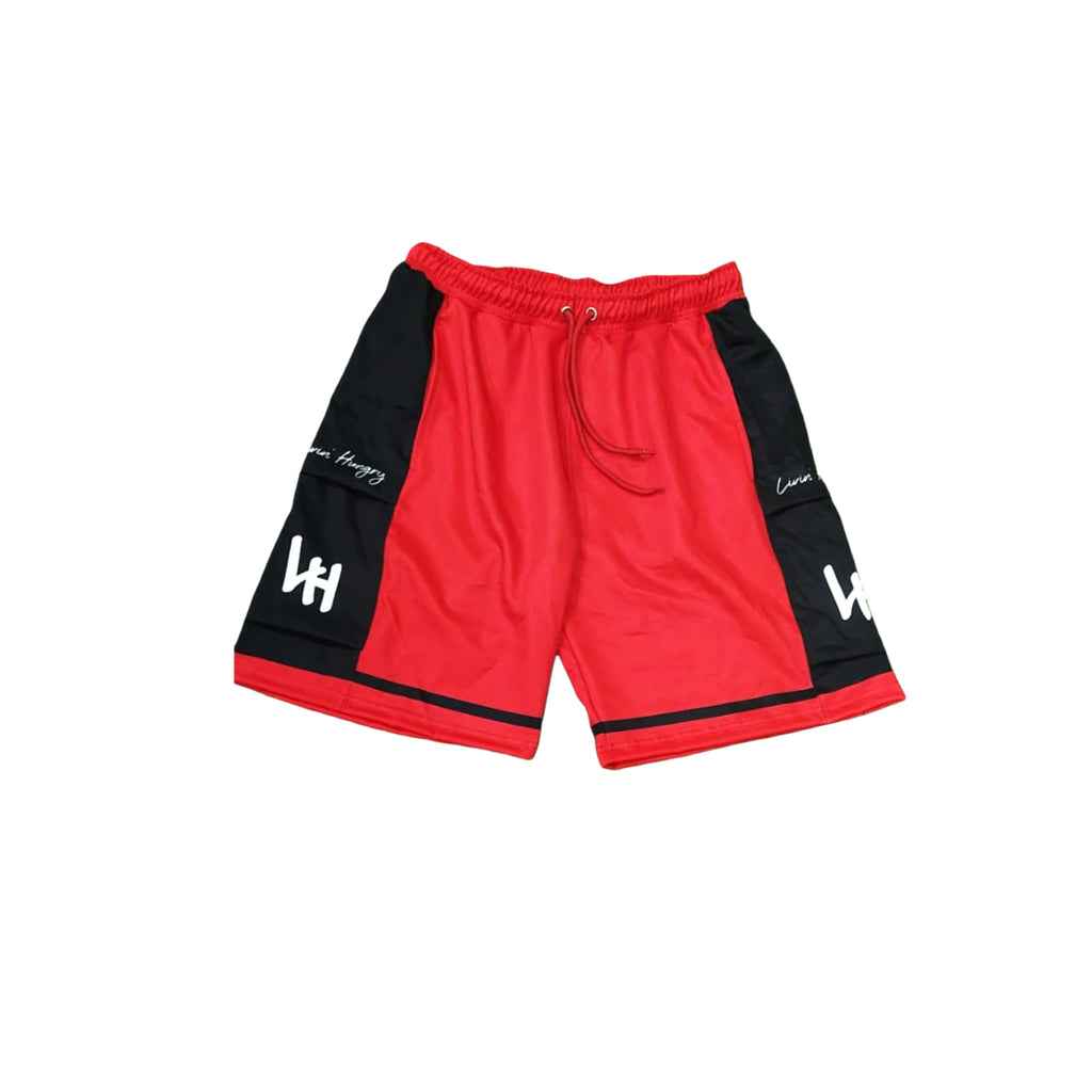 LIVIN’ HUNGRY RED ATHLETIC SHORTS