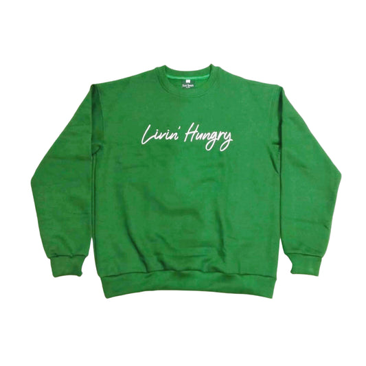 LIVIN’ HUNGRY CREWNECK SWEATER - LUCKY GREEN