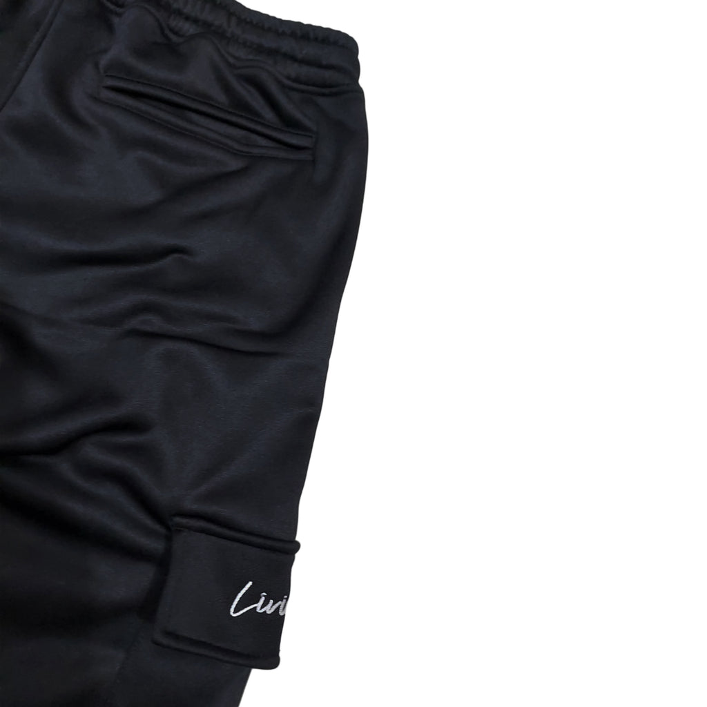 LIVIN’ HUNGRY BLACK FLEECE CARGO SWEATPANTS