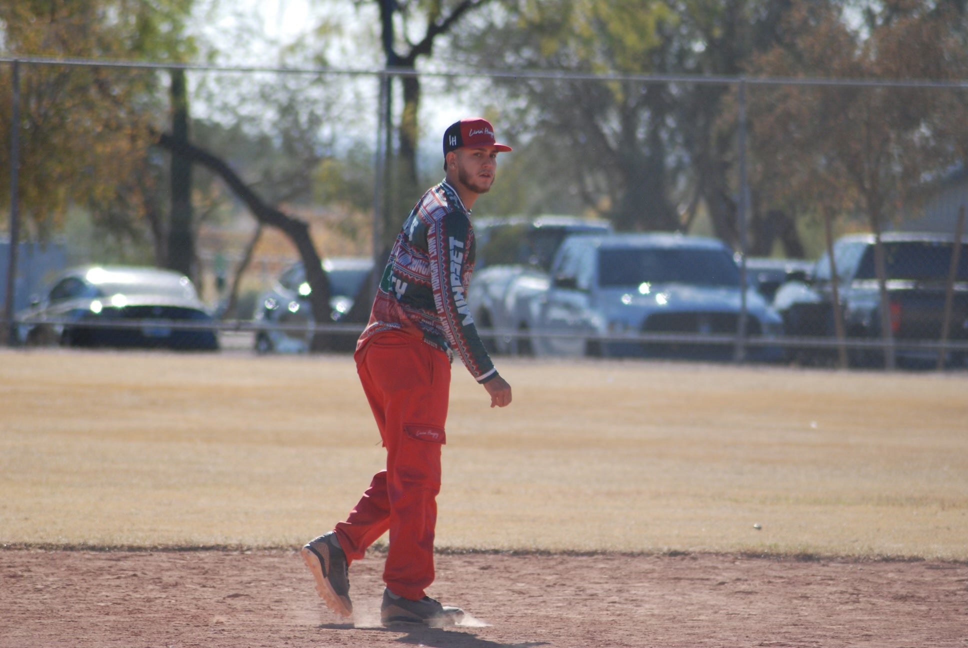LIVIN’ HUNGRY RED FLEECE CARGO SWEATPANTS