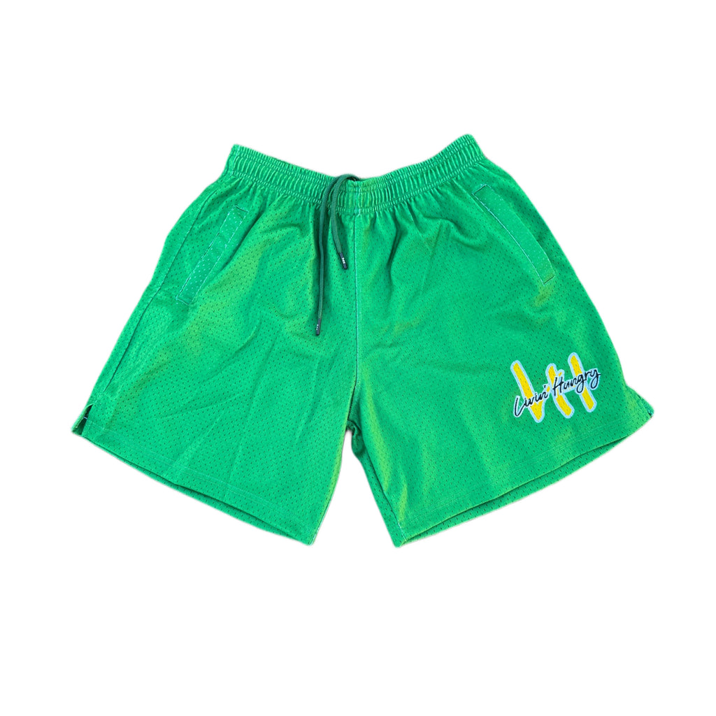 LIVIN’ HUNGRY GREEN MESH SHORTS
