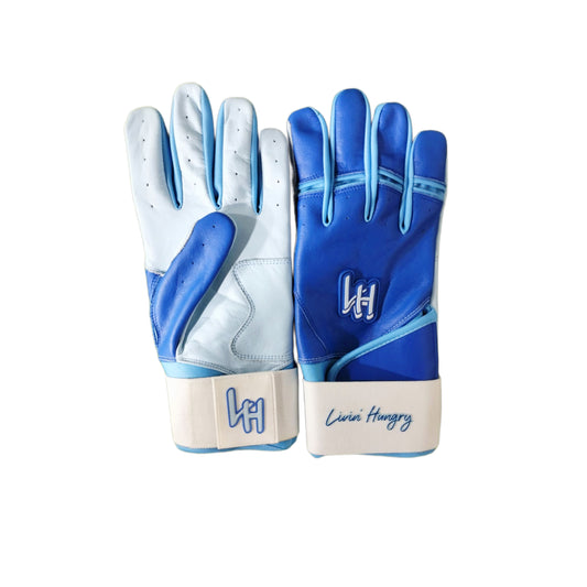 LIVIN’ HUNGRY PREMIUM FULL CUFF BATTING GLOVES - OCEAN BLUE