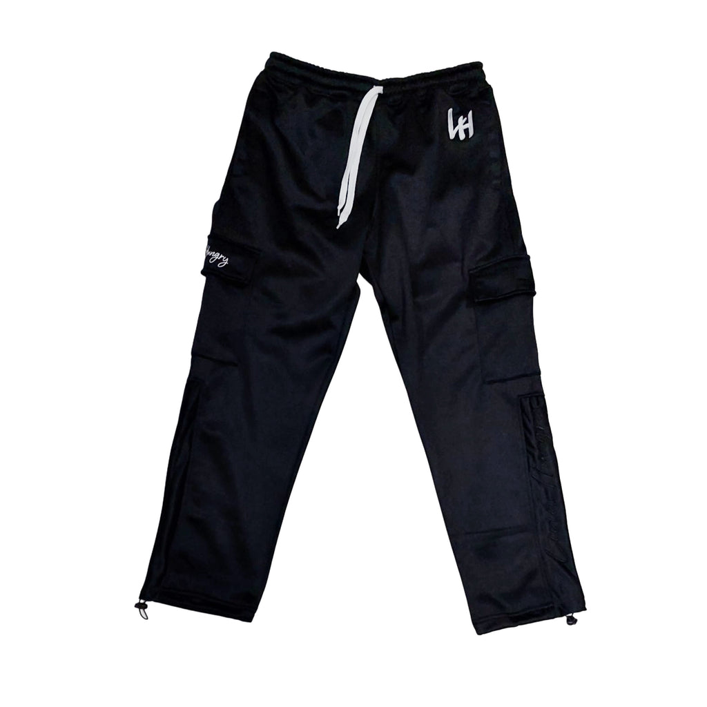 LIVIN’ HUNGRY BLACK FLEECE CARGO SWEATPANTS