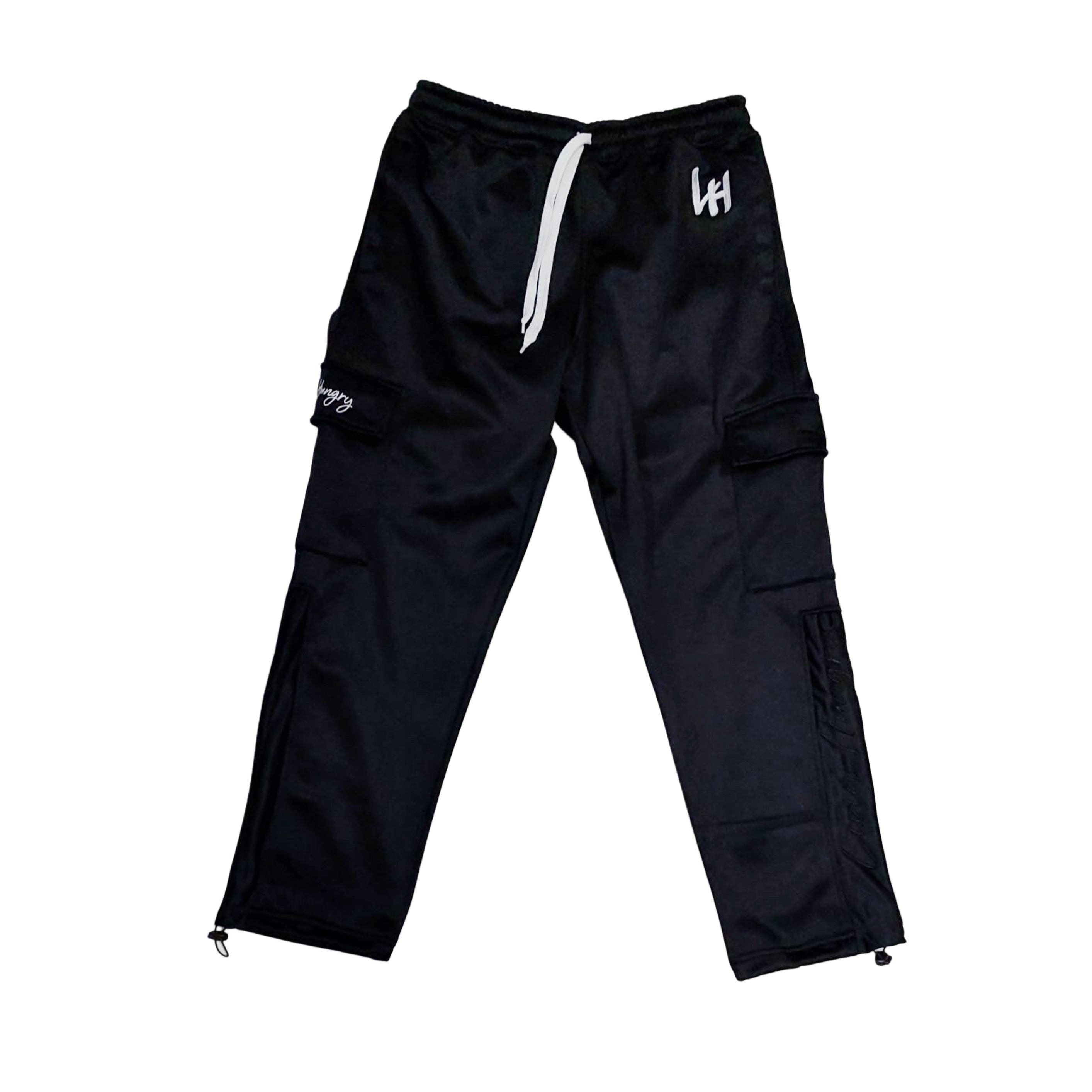 LIVIN’ HUNGRY BLACK FLEECE CARGO SWEATPANTS