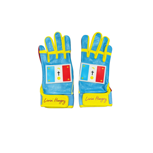 LIVIN’ HUNGRY PREMIUM LEATHER BATTING GLOVES - YAQUÍ 3.0 RUBBER LOGO