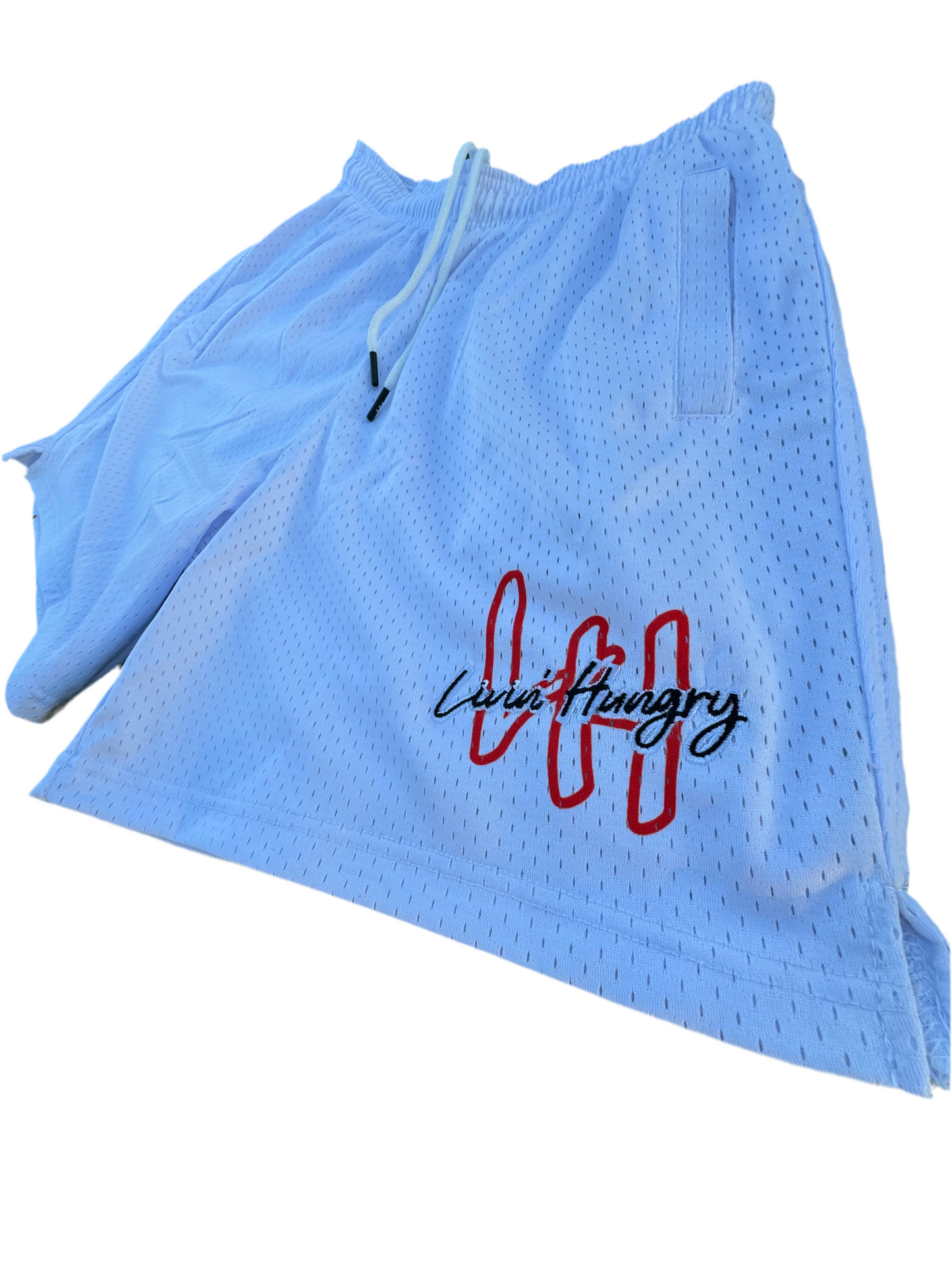 LH MESH SHORTS- WHITE/RED