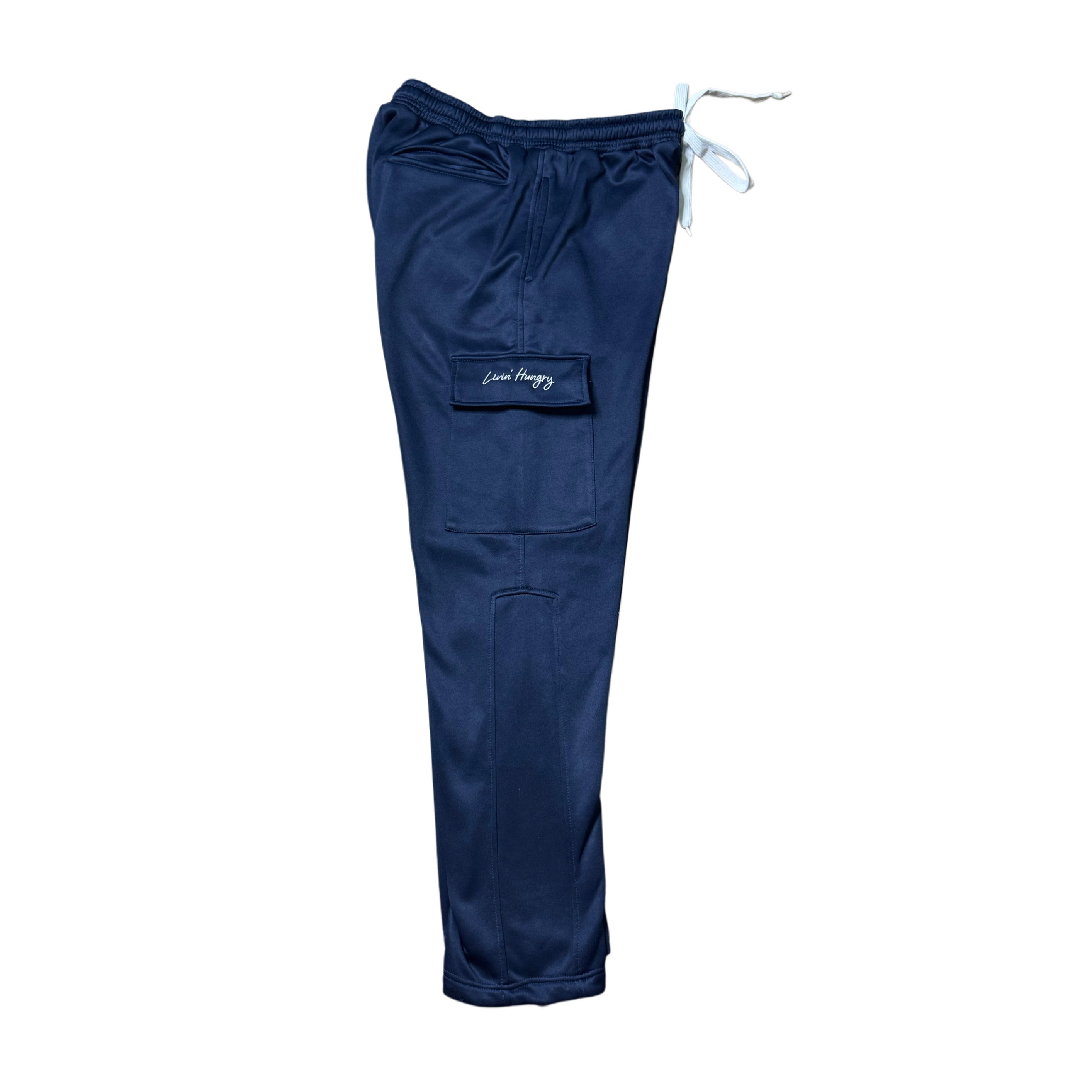 LIVIN’ HUNGRY NAVY BLUE FLEECE CARGO SWEATPANTS