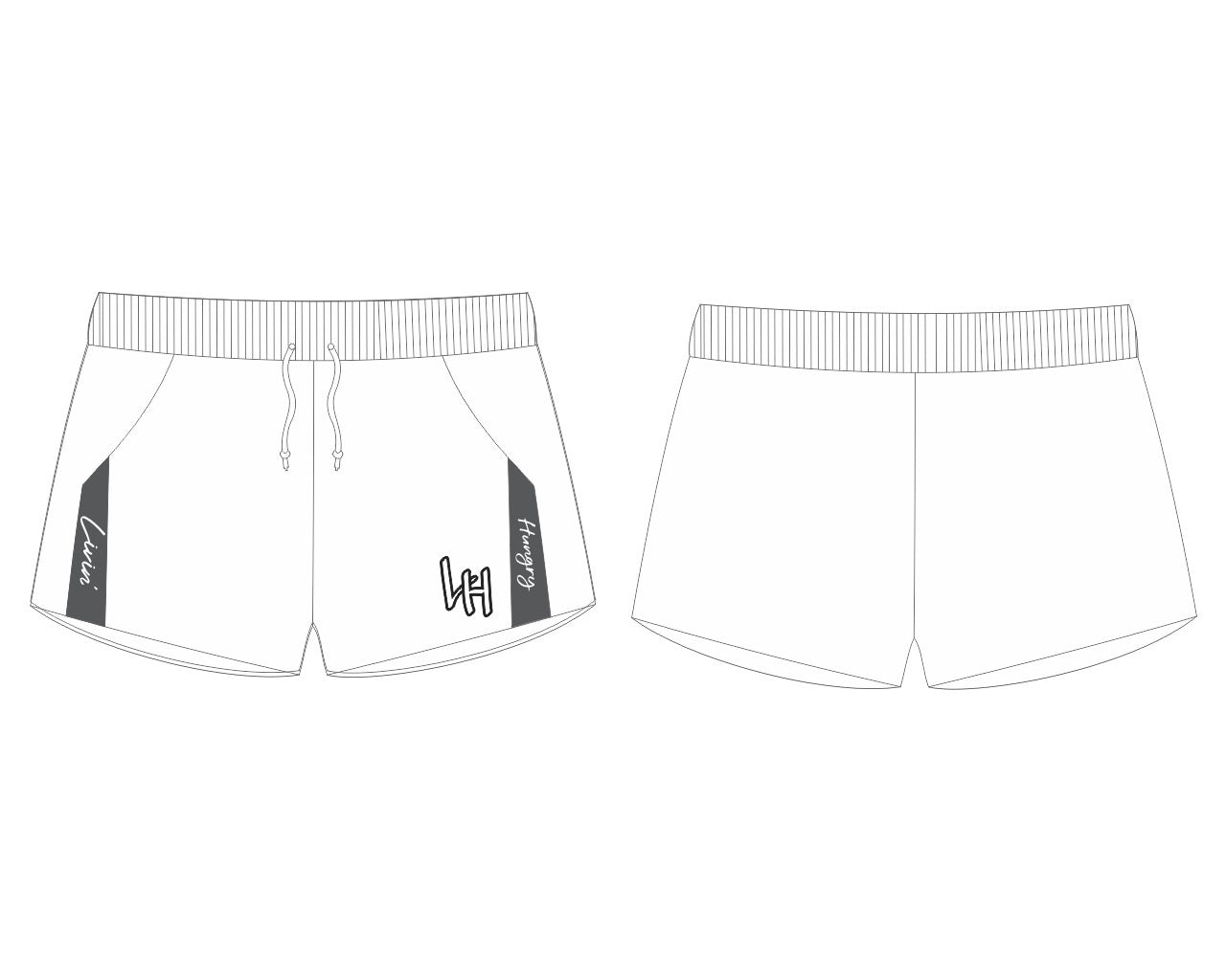 LIVIN’ HUNGRY RUNNING SHORTS - BLACK/WHITE