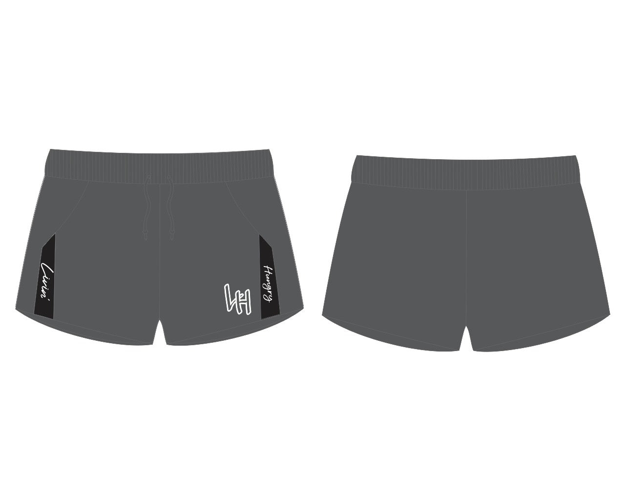 LIVIN’ HUNGRY RUNNING SHORTS - BLACK/WHITE