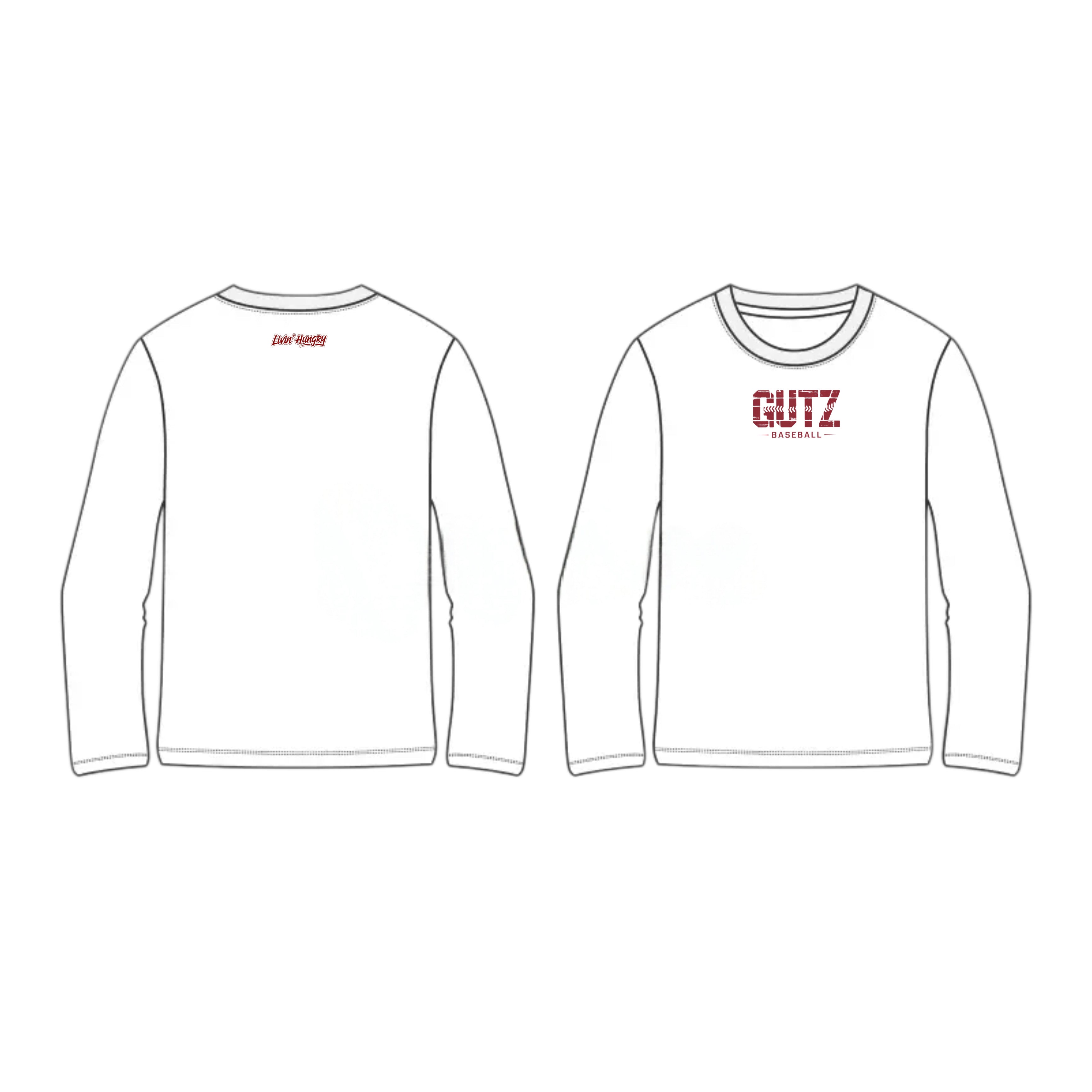LIVIN’ HUNGRY x GUTZ BASEBALL LONG-SLEEVE BRICK LOGO
