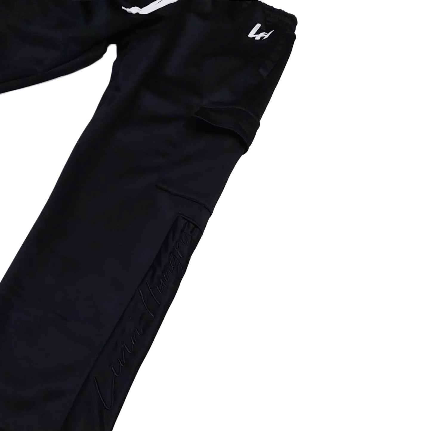 LIVIN’ HUNGRY FLEECE CARGO SWEATPANTS - BLACK