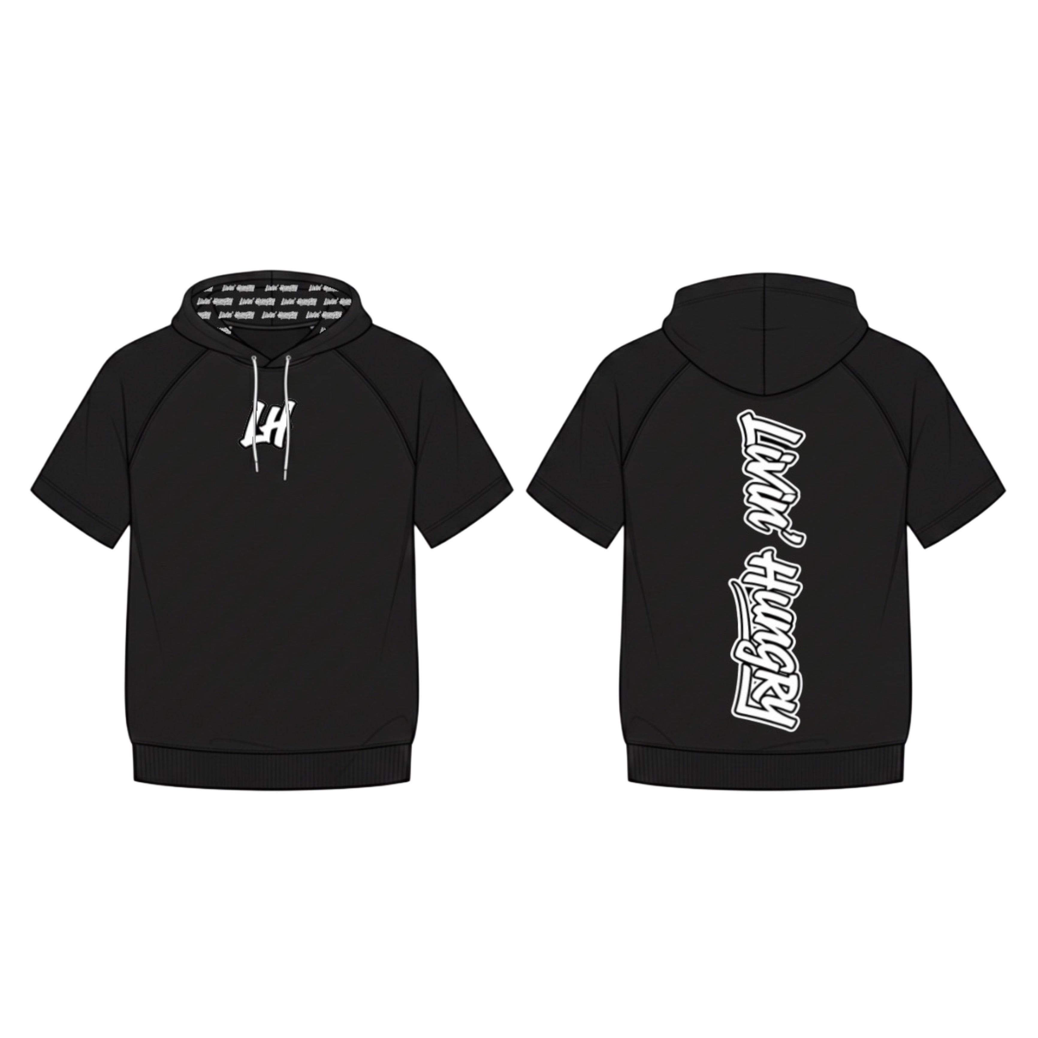 LIVIN’ HUNGRY MONOGRAM BLACK HOODED JERSEY