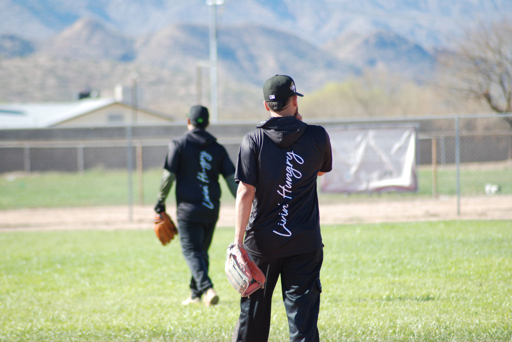 LIVIN’ HUNGRY BLACK HOODED JERSEY