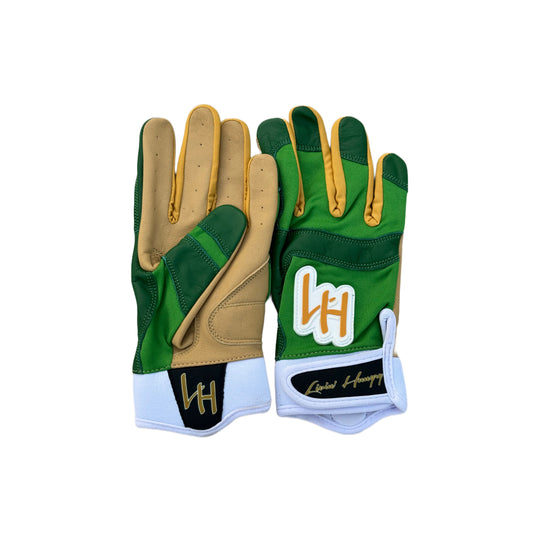 LIVIN’ HUNGRY PREMIUM LEATHER BATTING GLOVES - ST. PATRICK’S DAY